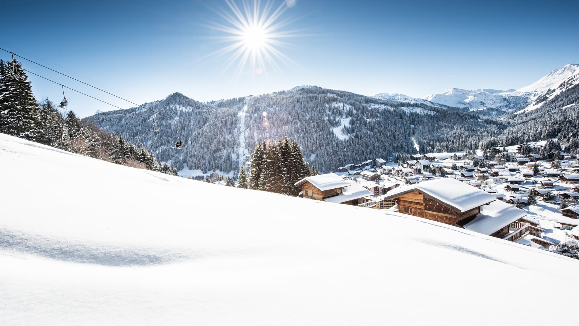 Morgins sunny day view of the town